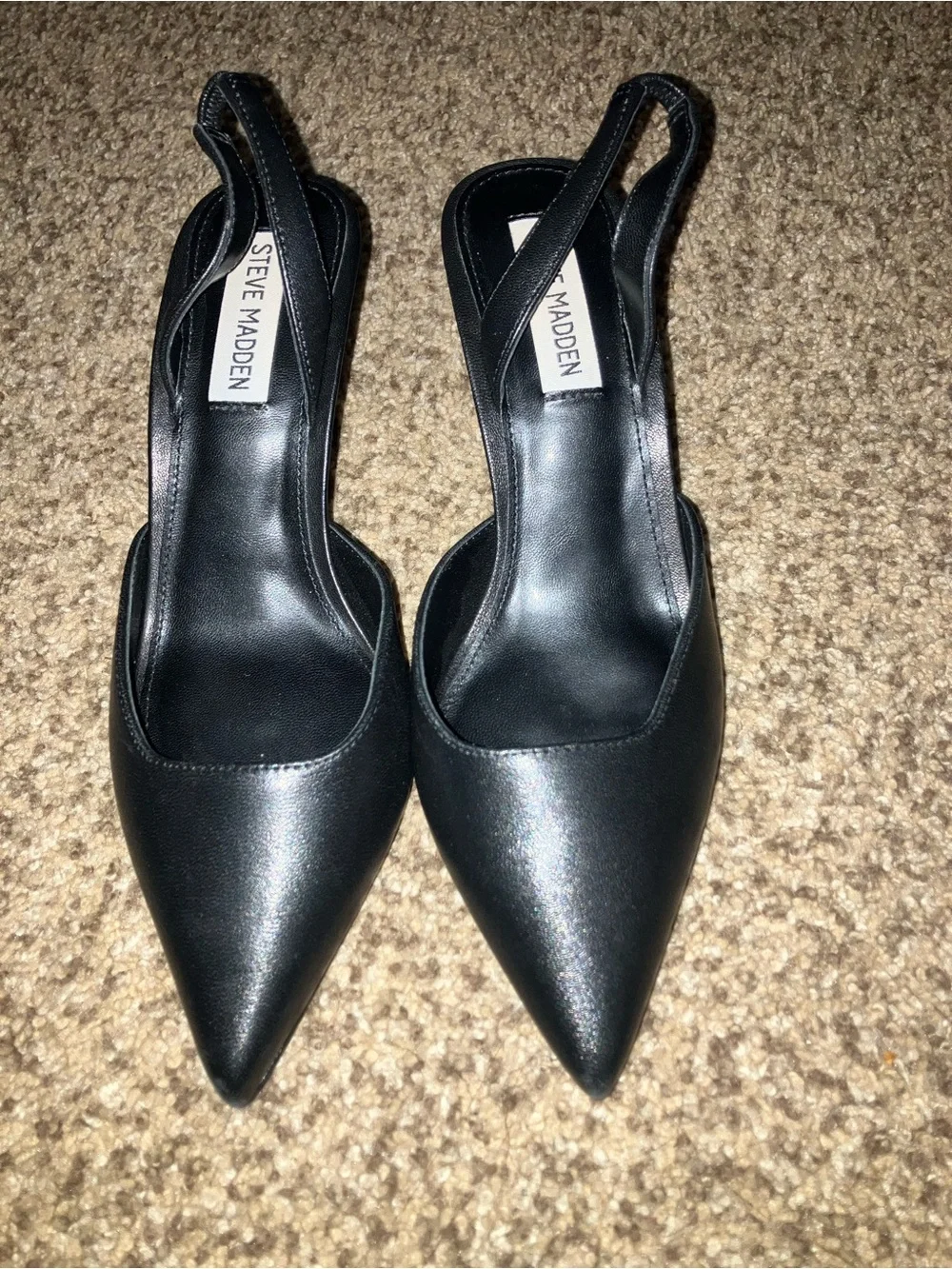 Steve Madden Black Pointed Slingback Heels